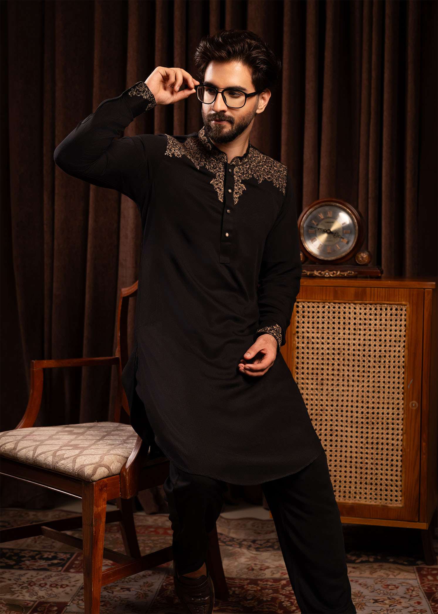 Men’s Signature Kabli Set- BLACK 2